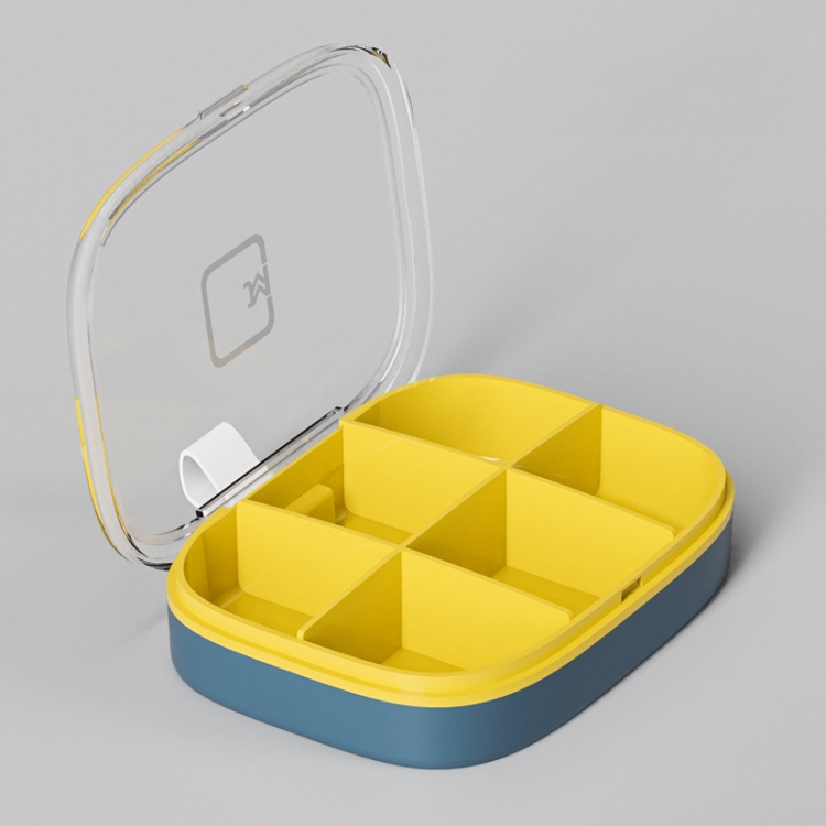 

3 PCS Portable Small Pill Box Sealed Portable Travel Pill Box Blue 6 Grid