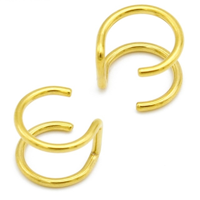 

3 PCS Punk Rock Ear Clip Hollow Out U Shape Earrings Nose clip(Yellow)