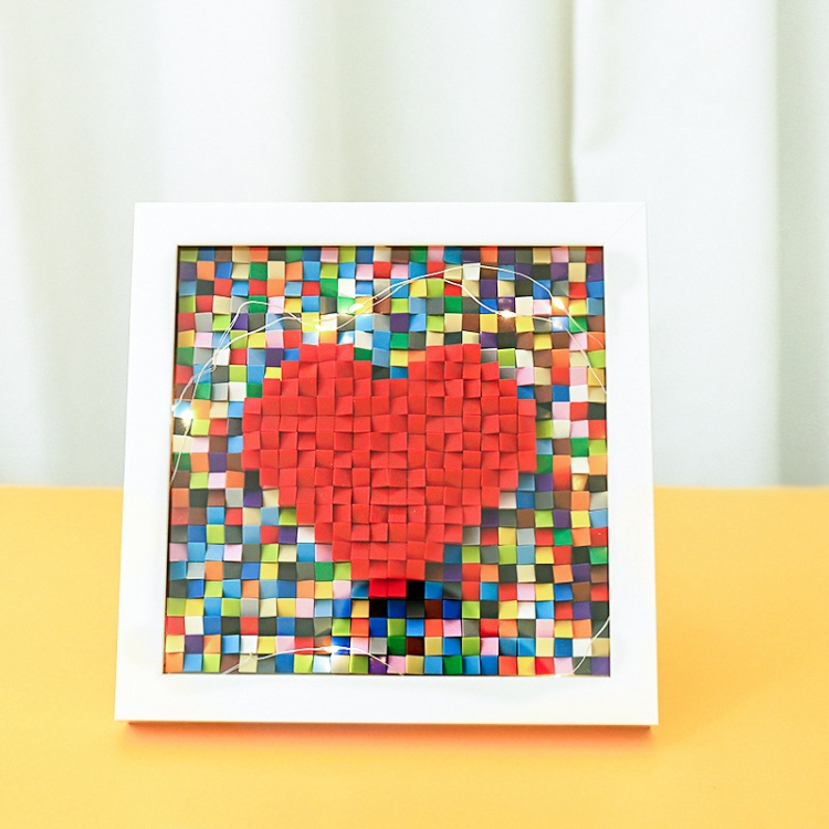 

Love Building Blocks Toy Particle Assembly Photo Frame Decoration Gift, Colour: Color Blocks+White Frame+Lamp