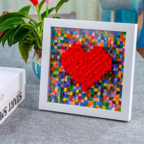 

Love Building Blocks Toy Particle Assembly Photo Frame Decoration Gift, Colour: Color Blocks+White Frame