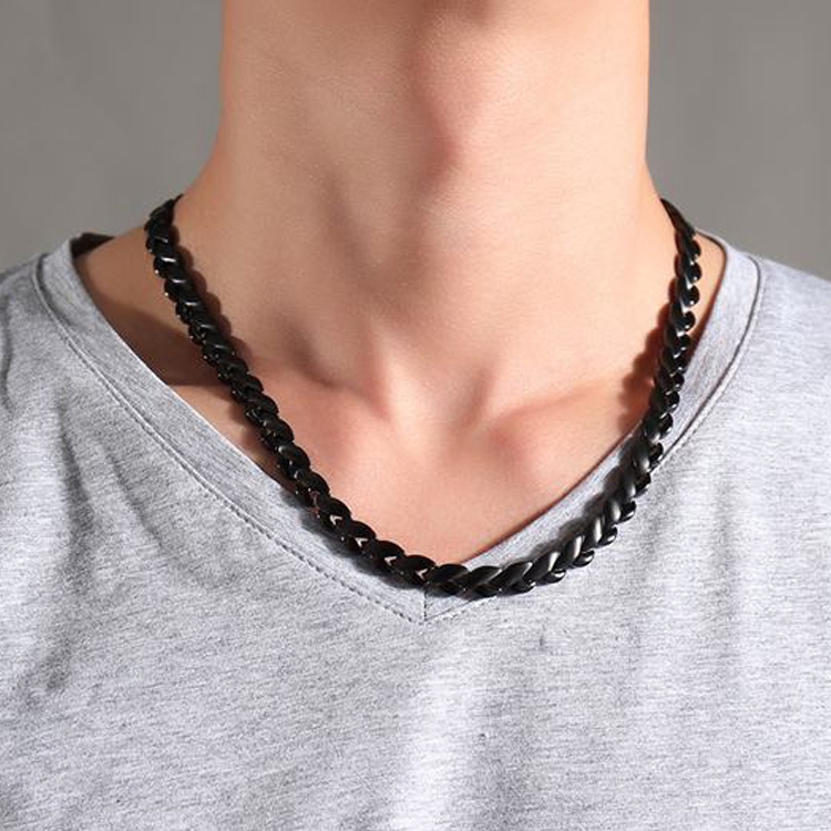

CNC-003 Stainless Steel Magnetic Necklace Jewelry(Black)