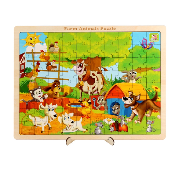 

KBX-0456 Large Children Early Education Wooden Animal Jigsaw Puzzles Toys, Size: 40x30cm(Farm Animal)