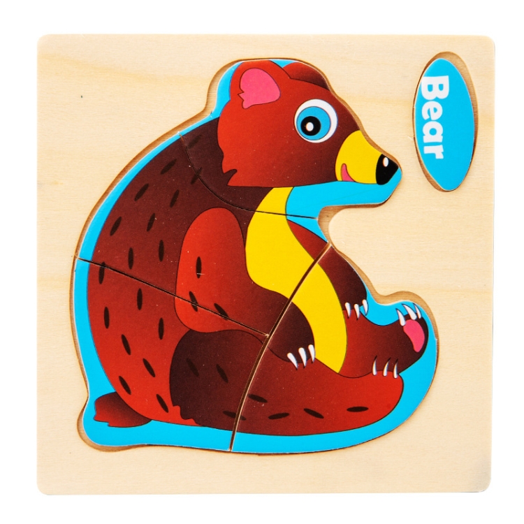 

10 PCS Children Educational Animal Three-Dimensional Wooden Puzzle Toy(Bear)