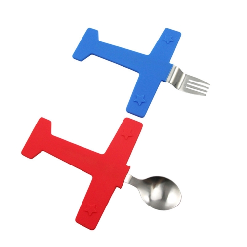 

2 in 1 Aircraft Fork And Spoon Cutlery Children Silicone Portable Cutlery Set