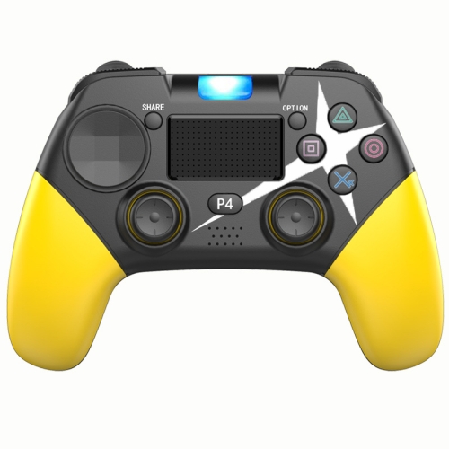 

Wireless Bluetooth Gamepad Dual Vibration With Touch Light Bar Handle For PS4(Black And Yellow Laser Carving)