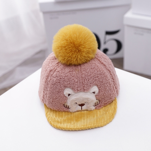 

C0167 Little Bear Pattern Baby Caps Autumn and Winter Children Warm Hats, Size: 50cm Adjustable(Deep Skin Pink)