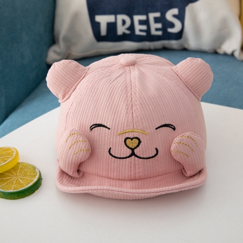

MZ8986 Cartoon Cat Embroidery Pattern Baby Hat Spring and Autumn Thin Cap Children Sunscreen Sun Hat, Size: Suitable for Baby 6-24 Months(Pink)