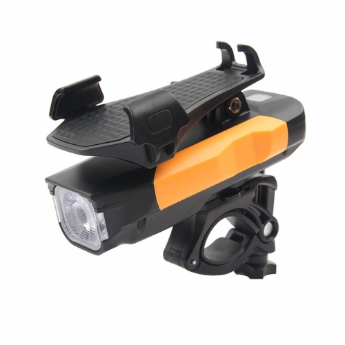 

500LM Bicycle Light Mobile Phone Holder Multi-Function Riding Front Light With Horn 4000 mAh (Black Orange)