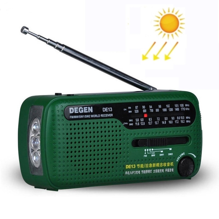 

DE13 Hand-Cranked Power Full Band Solar Charging Emergency Outdoor Radio(Green)