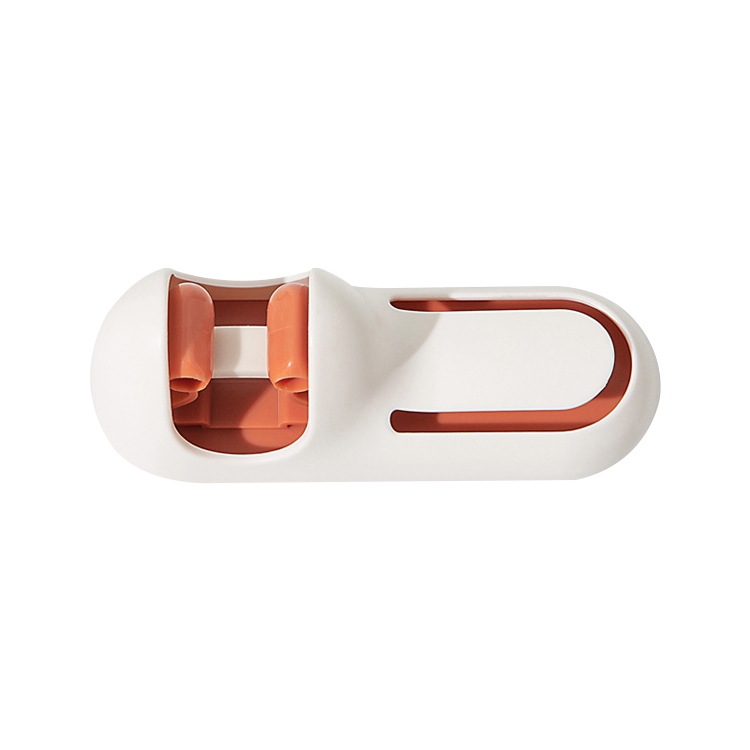 

3 PCS Bathroom Toilet Mop Clip Wall-Mounted Rack Broom Mop Hook(White Orange)