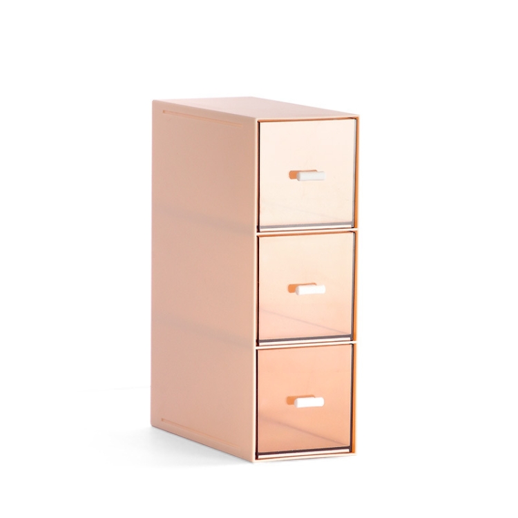 

Desktop Drawer Storage Box Cosmetics Office Student Stationery Pen Dormitory Three Grid Desk Rack(Coral Powder)