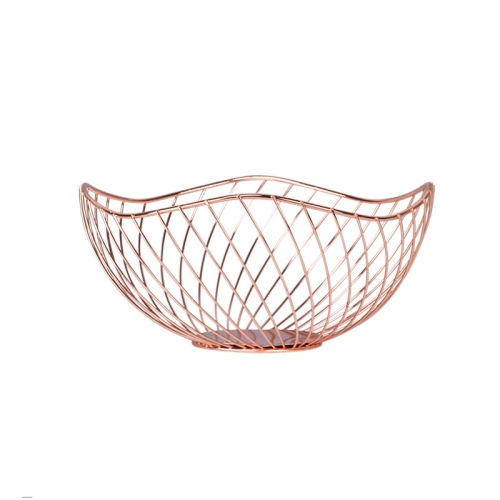 

Modern Minimalist Iron Fruit Basket Home Living Room Fruit Plate Drain Snack Storage Basket(Rose Gold)