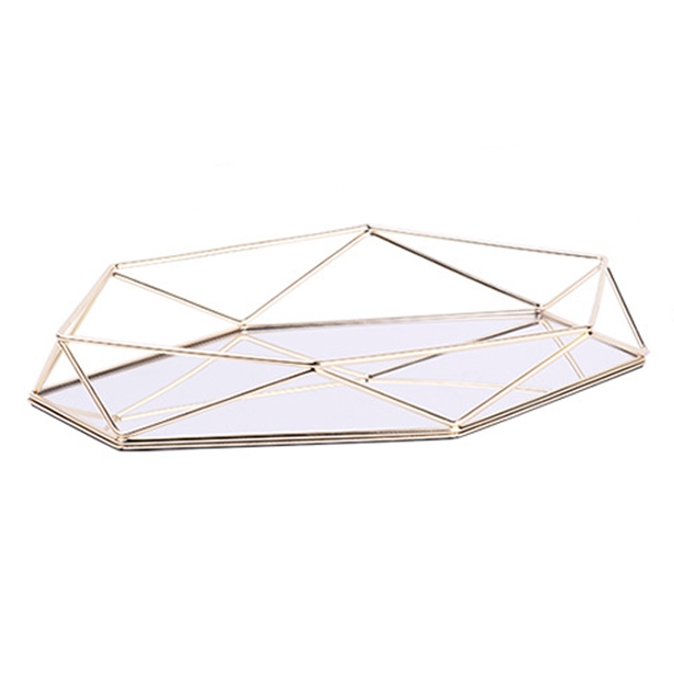 

Wrought Iron Creative Three-Dimensional Desktop Jewelry Storage Tray Minimalist Cosmetics Tray Decorative Ornaments(Golden)