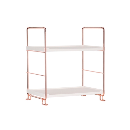 

Bathroom Multi-Layer Iron Art Shelf Cosmetics Storage Rack Kitchen Supplies Layered Organizer, Colour: Rose Gold 2 Layers