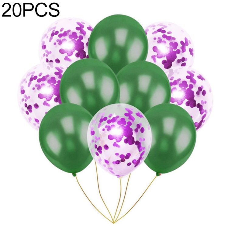 

2 Set 10 PCS/ Set Inflatable Ball Toy 12 inch Birthday Wedding Balloon Toy(Green+Magenta)