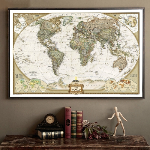 

Antique Poster Wall Chart Retro Matte Kraft Paper World Map, Size:30X45cm