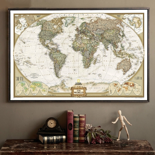 

Antique Poster Wall Chart Retro Matte Kraft Paper World Map, Size:40X60cm