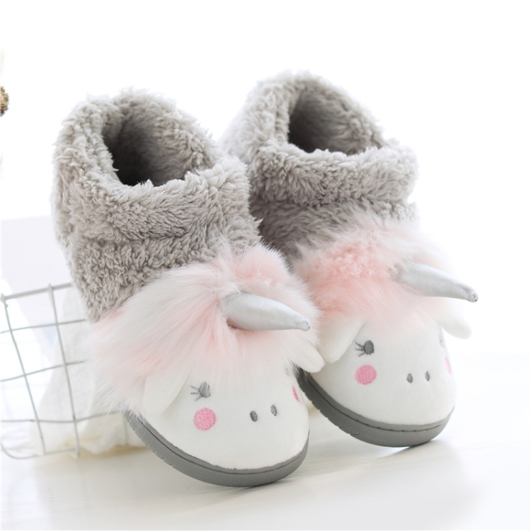 

Winter Cotton Slippers Bag Heel Cotton Slippers Non-Slip Warm Home Cotton Slippers, Size: 37-38(Gray)