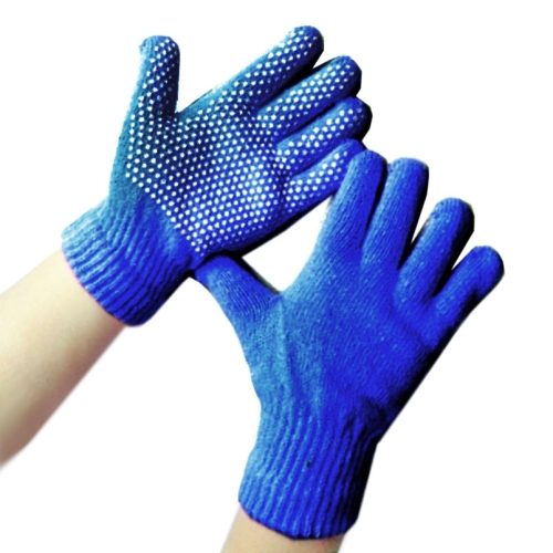 

10 Pairs Plastic Granule Non-slip Full Finger Gloves Labor Gloves for Children, Size:2-8 Years Old(Blue)