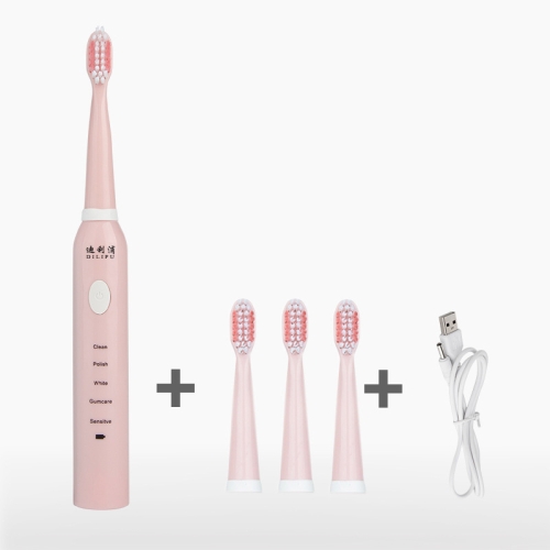 

DELIPU Electric Toothbrush Rechargeable Sonic 5-Speed Adjustment Children Adult Household Waterproof Soft Hair Whitening Toothbrush USB Charging Cable (Pink)