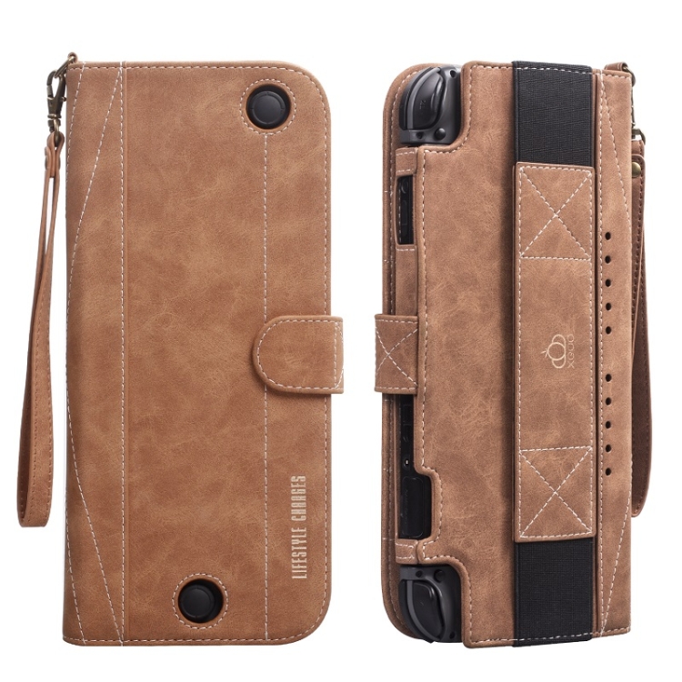 

Game Handle Split Storage Bag Portable Game Console Protective Cover For Nintendo Switch(Brown)