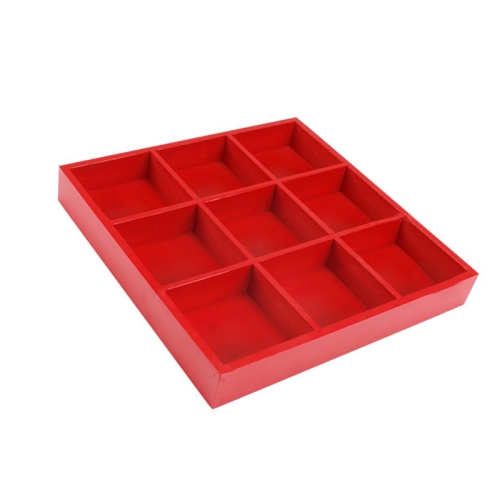 

Hot Pot Bamboo Plate Compartmental Platter Vegetable Wood Tray Set Red Nine Grid Plate