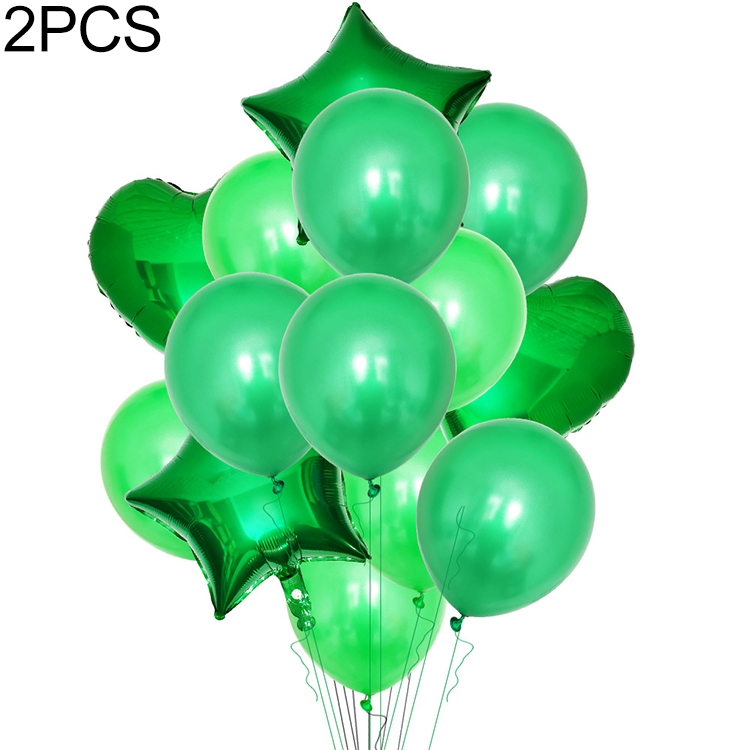 

2 PCS Love Five-pointed Star Aluminum BalloonPearl Latex Balloon Set(Green)