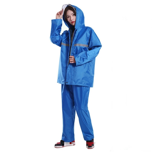 

Thickened Labor Protection Reflective Raincoat Rain Pants Split Suit Adult Outdoor Oxford Cloth Riding Duty Raincoat, Size: L(Sapphire Blue)