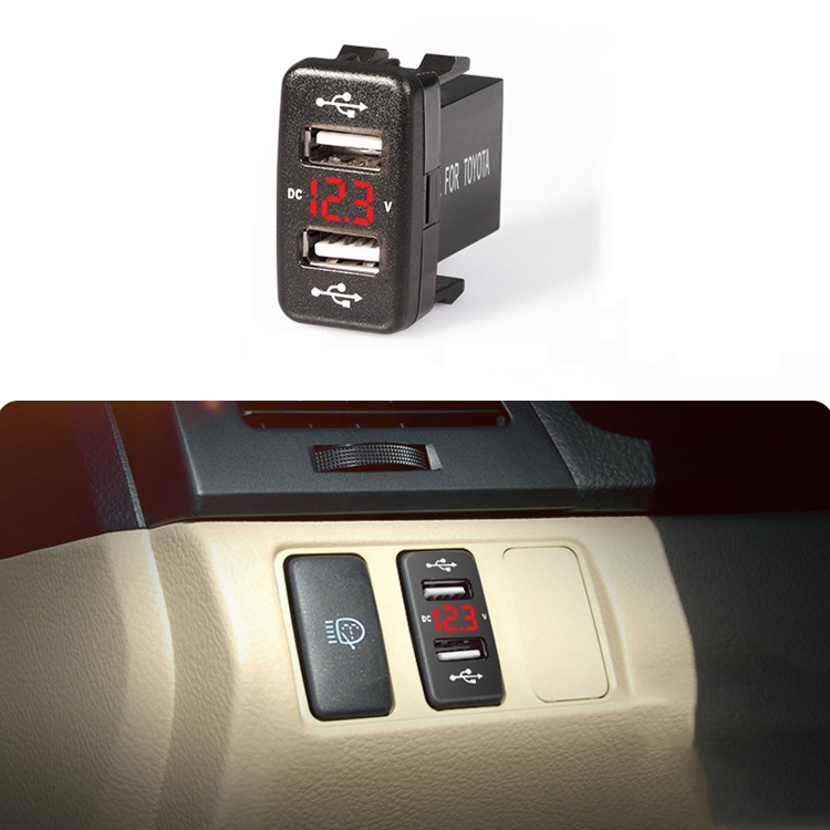 

Car Charger Original Hole Non-Destructive Modification Of Dual Usb Car Charger With Line Suitable For Toyota(FTWUX Red Light)