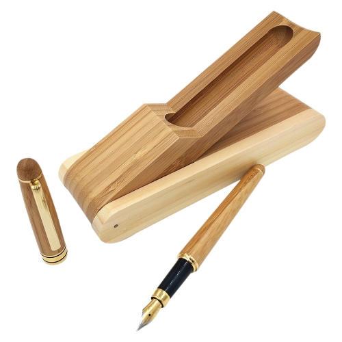 

Creative Wooden Pen Set with Pen Box Student Stationery Office Gifts, Style:Fountain Pen+Pen Box