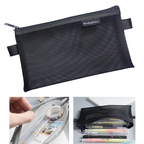 

Nylon Simple Transparent Mesh Pencil Case Office School Supplies(Big Black)