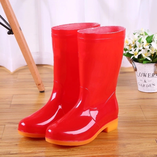 

Women Mid-Tube Rain Boots Waterproof Shoes Overshoes Adult Kitchen Work Shoes, Colour: Red, Size: 38
