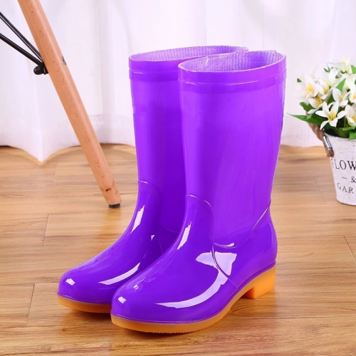 

Women Mid-Tube Rain Boots Waterproof Shoes Overshoes Adult Kitchen Work Shoes, Colour: Purple, Size: 36