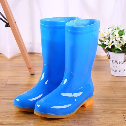 

Women Mid-Tube Rain Boots Waterproof Shoes Overshoes Adult Kitchen Work Shoes, Colour: Blue, Size: 36