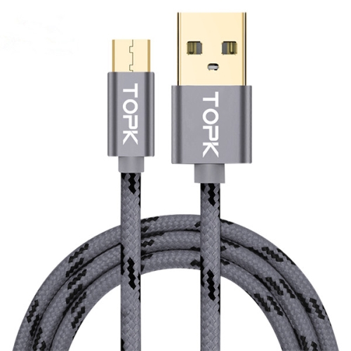 

TOPK AN09 Micro USB Charging + Transmission Aluminum Alloy Tiger Texture Nylon Braided Data Cable(Black)