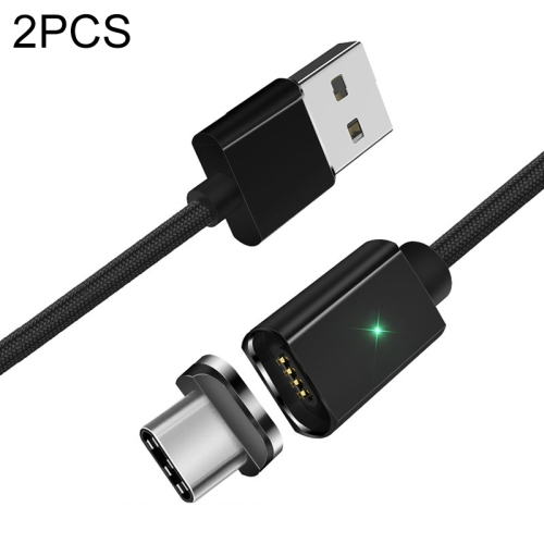 

2 PCS ESSAGER Smartphone Fast Charging and Data Transmission Magnetic Cable, Color:Black Type C Cable(2m)