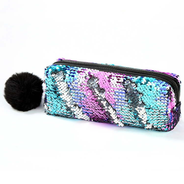 

3 PCS Reversible Sequin Pencil Case for Girls School Supplies Super Big Stationery Gift Magic Makeup Bag(Magic Blue+Silver)