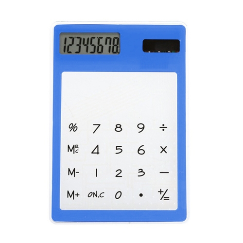 

Ultra Slim Mini Transparent Solar Powered LCD Touch Screen 8 Digit Calculator(Blue)