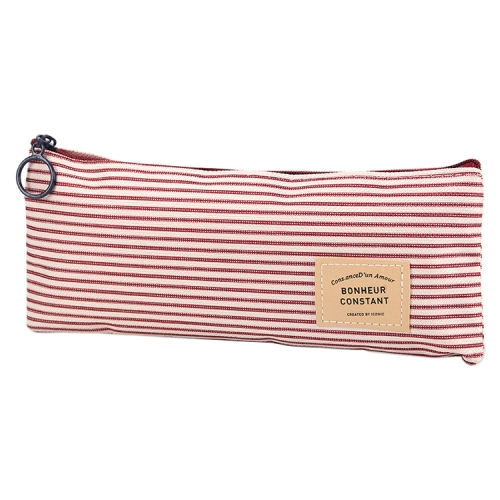 

Brief Style Grid Stripes Canvas Pencil Bag Stationery Storage Pencil Case School Gift Stationery Supply(Brown stripes)