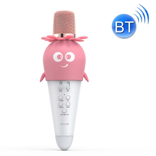 

Lebo K5 Mobile Phone Tablet Wireless Bluetooth Microphone Carrot Children Singing Microphone(White Pink)