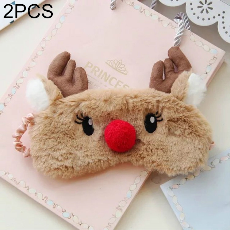 

2 PCS Plush Animal Blindfold Cartoon Eyepatch(Blinking Deer)