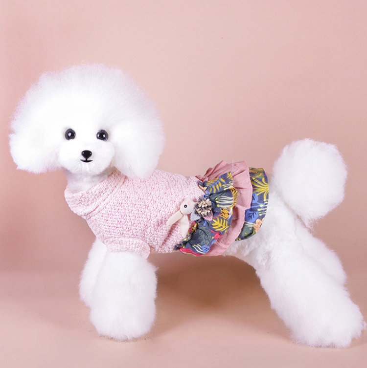 

Autumn And Winter Pet Skirt Teddy Bichon Hiromi Schnauzer Yorkshire Small Dog Clothes, Size: L(Pink)