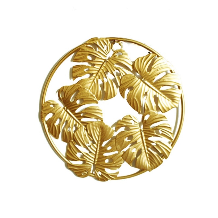 

Home Living Room Iron Art Wall Hanging Gold Three-Dimensional Leaf Wall Hanging Decorative Painting(D)