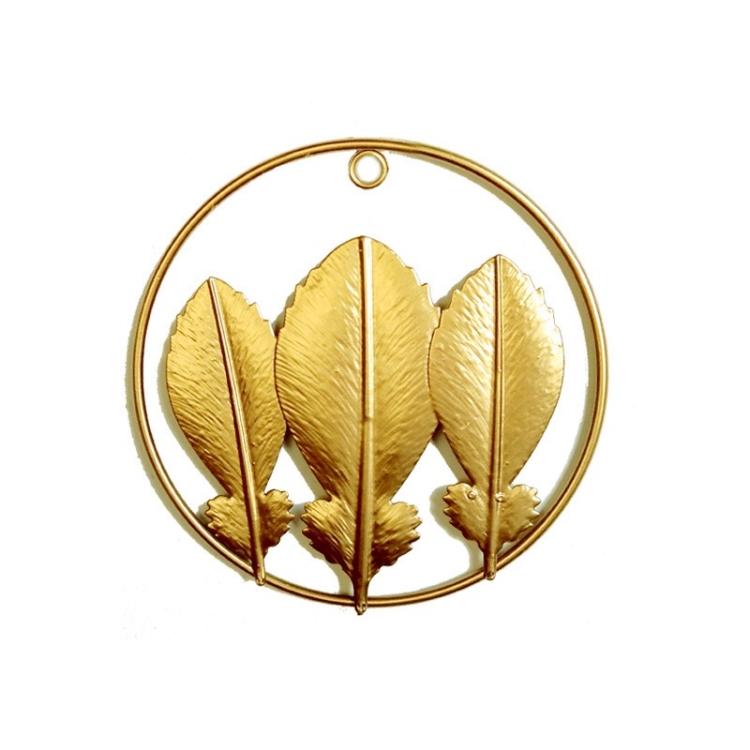 

Home Living Room Iron Art Wall Hanging Gold Three-Dimensional Leaf Wall Hanging Decorative Painting(E)