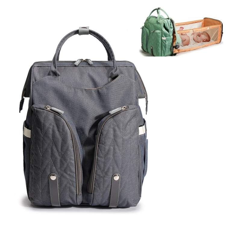 

Folding Crib Mother And Baby Bag Multifunctional Double Shoulder Mother And Baby Bag(Morandi Grey)