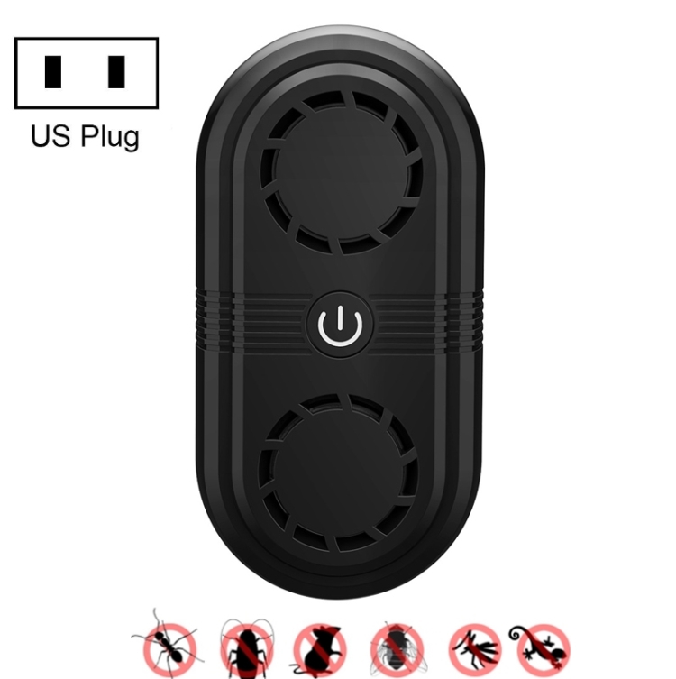

BG307 Ultrasonic Mole Repellent Mosquito Repellent Household Indoor Double Horn Electronic Insect Repellent, Plug Type: US Plug 110V(Black)