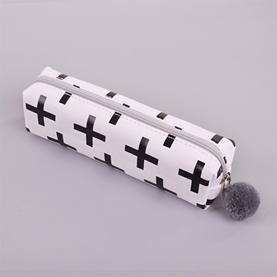 

Concise Solid Color Girls Student Pencil Case School Stationery Canvas Pen Bag(Cross)