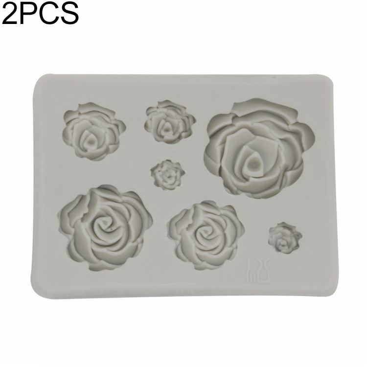 

2 PCS DIY Handmade Soap Chocolate Fondant Baking Mold 3D Rose Flower Cake Decoration Silicone Mold(Gray)
