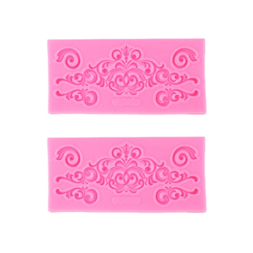 

2 PCS Fondant Cake Silicone Mold Hollow Embossed Border Frame Retro Photo Frame Mould(1 5th 17-153 )