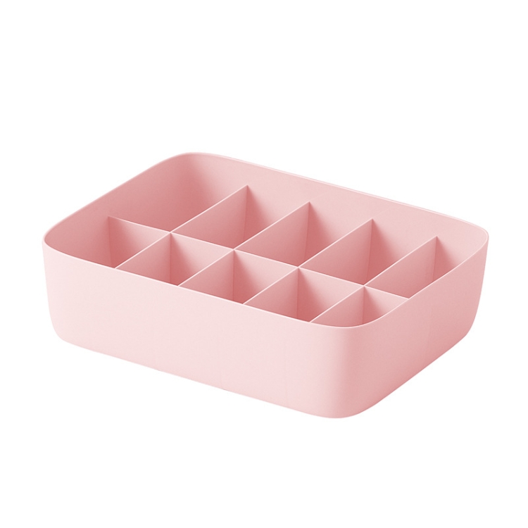 

2 PCS Underwear Storage Box Drawer Storage Socks Organizer 10 Cells（Without Cover）(Lotus Pink)